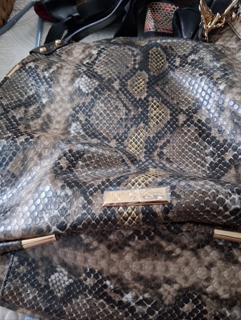 Jessica Simpson Faux Python Print Purse - Picture 3 of 9